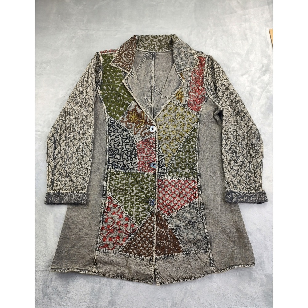 Parsley & Sage Patchwork Embroidered Blazer‎ Jacket Women Size M Made in India - Picture 2 of 9